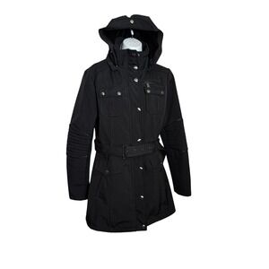 BCBGeneration Coat Size Large Hooded Belted‎ Soft Shell Jacket Anorak Coat  🖤